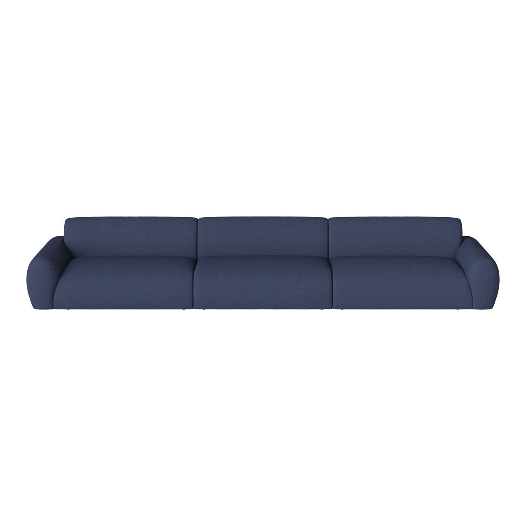 Navy blue upholstery sofa with a smooth texture and streamlined design, perfect for modern living spaces.