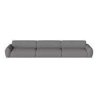 Gray modern sofa with a smooth texture and rounded arms, perfect for contemporary living spaces.
