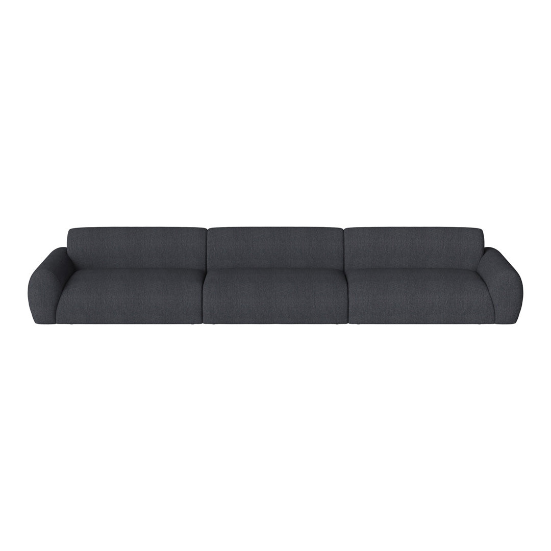 Modern dark gray sofa with a sleek, minimalist design and soft textured upholstery. Ideal for contemporary interiors.