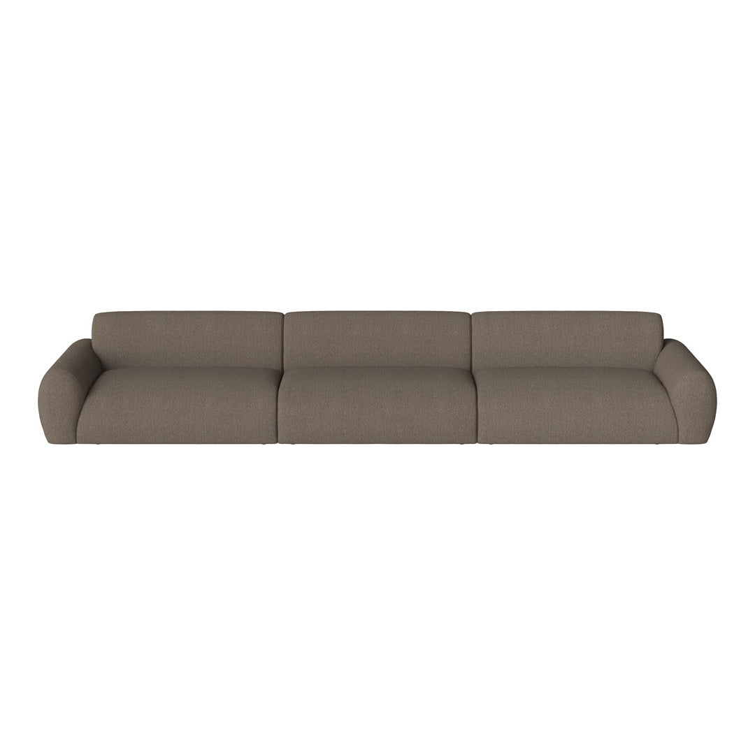 Stylish brown fabric sofa with a smooth texture, featuring a modern design and minimalist lines. Perfect for contemporary decor.