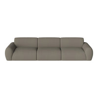 Soft gray three-seater sofa with a smooth, rounded design and subtle textured fabric for a contemporary look.