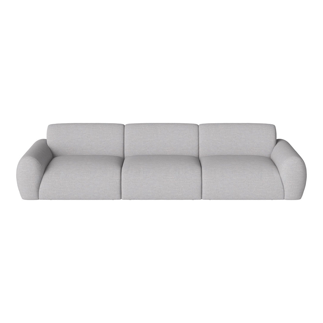 Contemporary gray sofa with a soft, textured fabric and rounded armrests, ideal for modern living spaces.