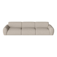 Beige modular sofa with a smooth, textured fabric and rounded edges, perfect for modern interiors.