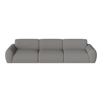 Gray modern sofa with a textured pattern and soft, rounded armrests for a contemporary look.