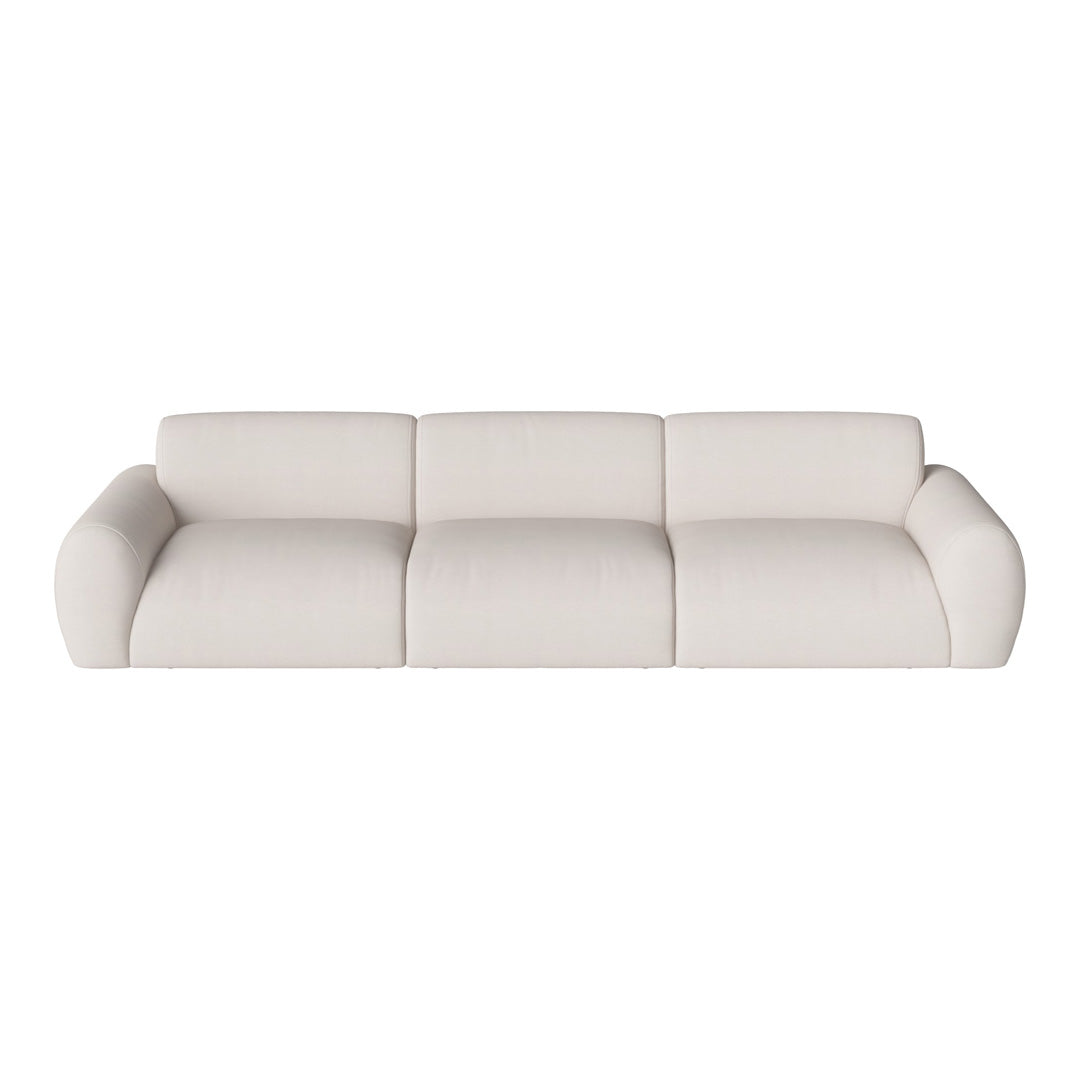 Cream-colored modern sofa with smooth texture and minimalist design. Perfect for contemporary living spaces.