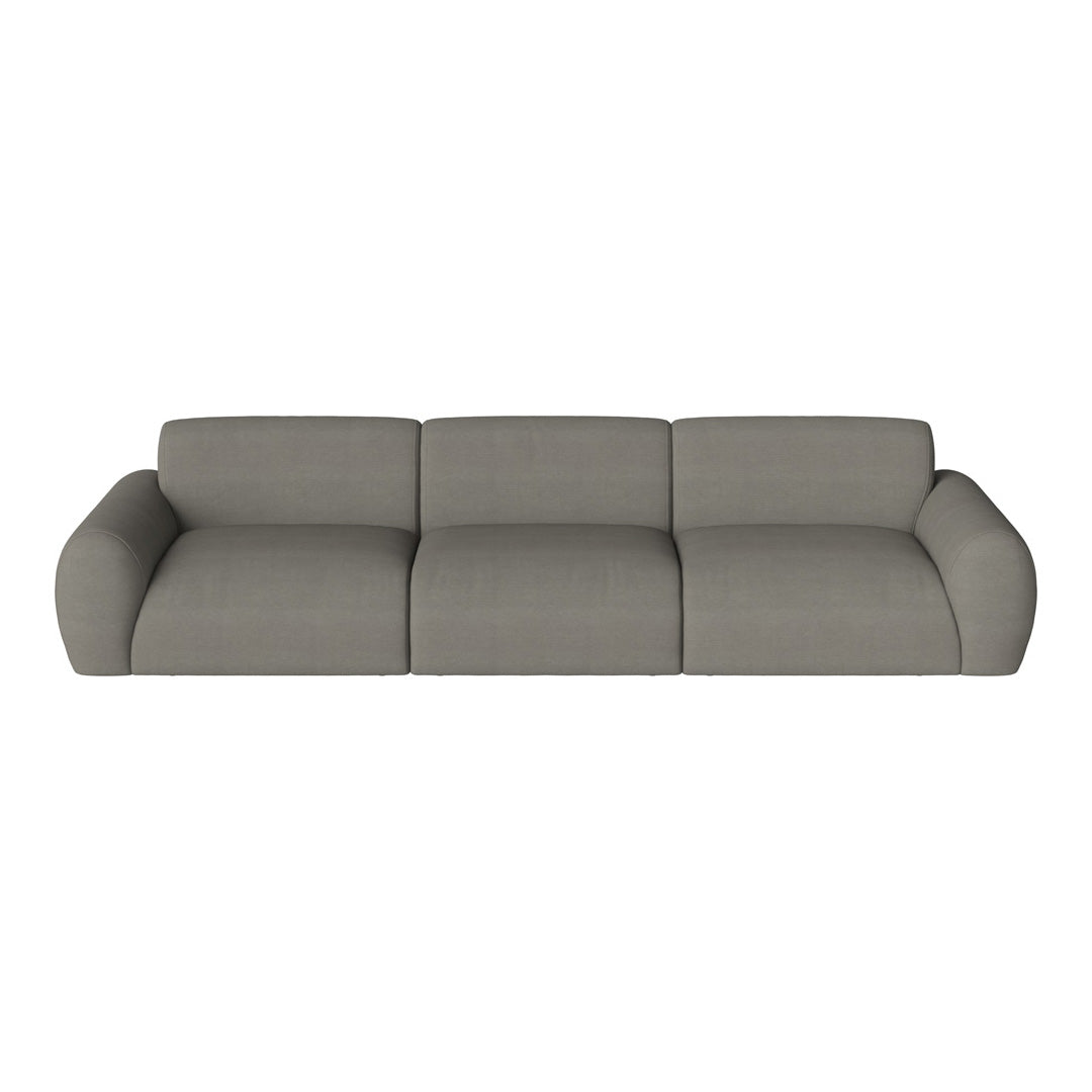 Modern grey sofa with smooth, minimalist design and subtle texture, perfect for contemporary living spaces.