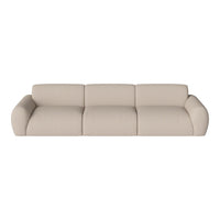 Beige modern sofa with subtle texture, featuring clean lines and rounded arms, perfect for any contemporary space.