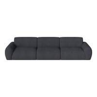 Contemporary dark gray upholstered sofa with a smooth, textured fabric and minimalist design. Perfect for modern interiors.