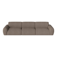 Brown textured three-seater sofa with soft, curved lines and a modern design. Perfect for contemporary living spaces.