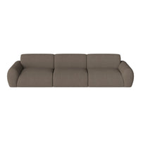 Textured brown fabric sofa with a modern design, featuring soft, rounded edges and a minimalist aesthetic.