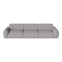 Gray upholstered sofa with a smooth texture and rounded armrests, perfect for modern interiors.