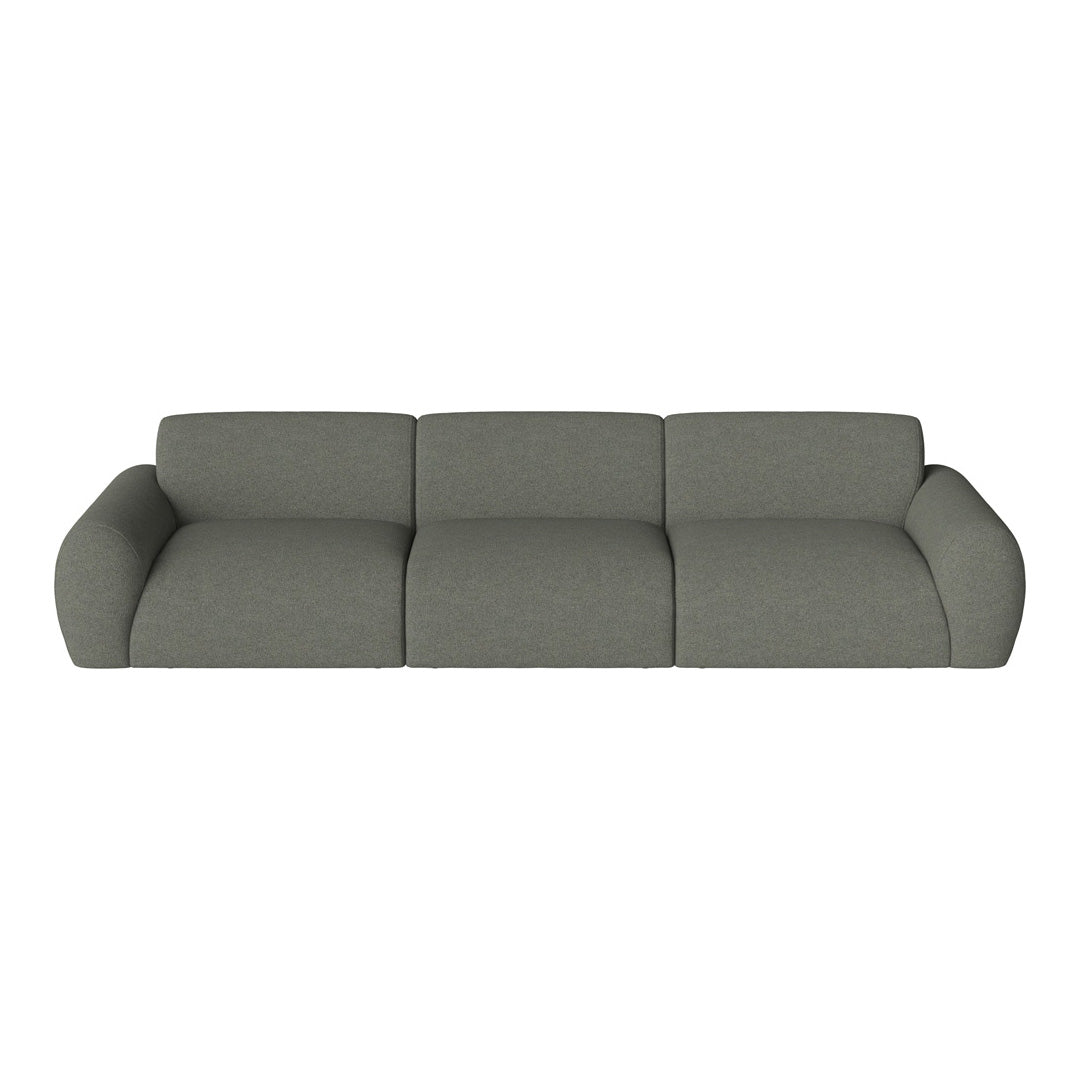 Gray modular sofa with a soft texture and subtle patterns, perfect for modern living spaces.