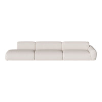 Modern white sectional sofa with smooth, minimalist design and soft fabric texture. Ideal for contemporary interiors.