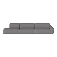 Modern gray sectional sofa with a sleek, minimalist design and subtle textured fabric pattern. Ideal for contemporary interiors.