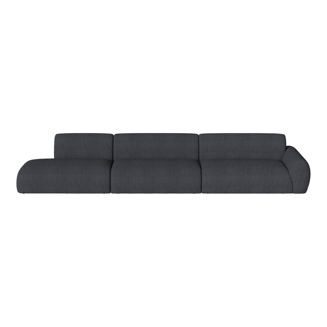 Stylish dark gray sectional sofa with a sleek, modern design and soft, textured fabric finish. Perfect for contemporary interiors.