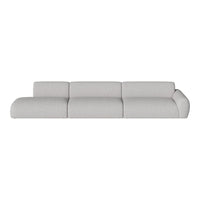 Light gray upholstered sectional sofa with a smooth, minimalist design and subtle texture. Perfect for modern decor.