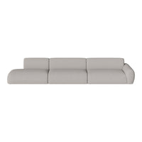 Light gray contemporary sectional sofa with sleek, minimalist design and smooth upholstery for modern interiors.