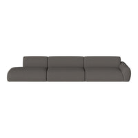 Stylish gray sectional sofa with smooth fabric and modern, minimalistic design. Ideal for contemporary living spaces.