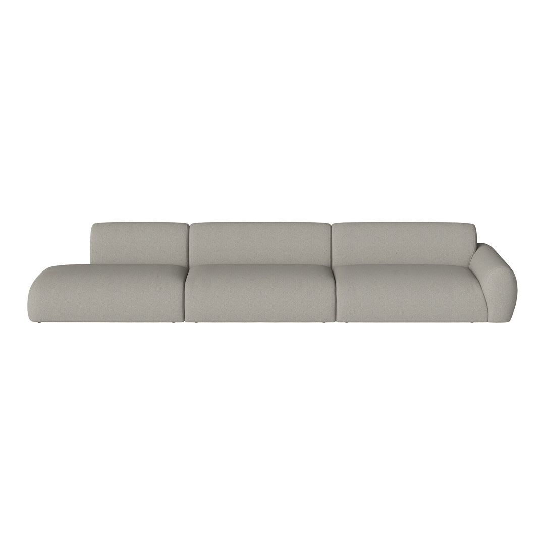 Light gray modular sofa with smooth texture and minimalistic design, perfect for modern living spaces.