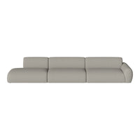 Light gray modular sofa with smooth texture and minimalistic design, perfect for modern living spaces.