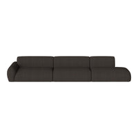 Dark gray modular sofa with a sleek, minimalist design and soft textile texture, perfect for modern living spaces.