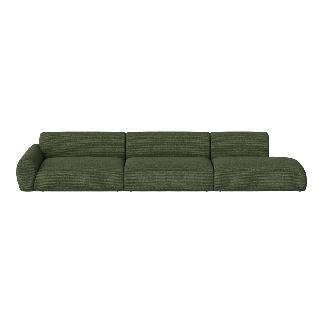 Modern green sofa with a textured pattern, featuring a sleek and minimalistic design. Ideal for contemporary interiors.