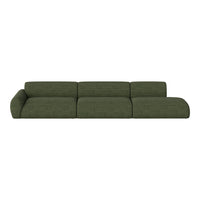 Modern green sofa with a textured pattern, featuring a sleek and minimalistic design. Ideal for contemporary interiors.