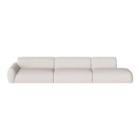 Elegant off-white sofa with smooth, minimalist design and soft, textured fabric. Perfect for modern decor.