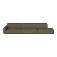 Olive green sectional sofa with a smooth, modern design and no visible patterns, perfect for contemporary decor.