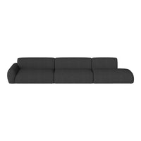 Modern dark gray sectional sofa with a sleek design and textured fabric, ideal for contemporary living spaces.