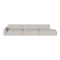 Light beige sectional sofa with a smooth, textured fabric and minimalistic design, perfect for modern interiors.