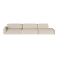 Beige modern sofa with a textured pattern and smooth curves, perfect for contemporary living spaces.