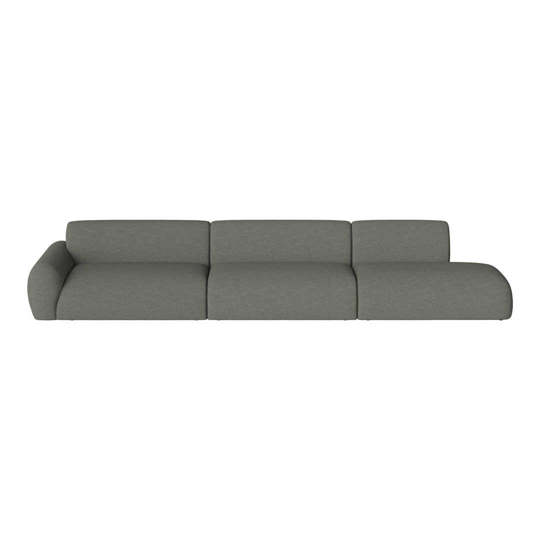 Modern olive green modular sofa with smooth, minimalist design and soft texture for contemporary living spaces.