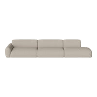 Light beige modular sofa with smooth, contemporary design and soft fabric upholstery. Perfect for modern living spaces.