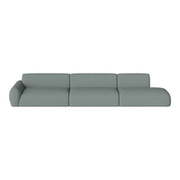 Light gray modular sofa with smooth, contemporary fabric and minimalistic design. Perfect for modern living spaces.
