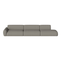 Modern gray sectional sofa with soft, textured fabric and a minimalist design. Perfect for contemporary living spaces.