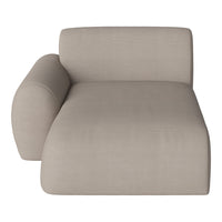 Beige textured modern couch with clean lines and rounded armrest, perfect for contemporary decor.