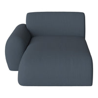 Dark gray textured fabric chaise lounge with a smooth, contemporary design. Ideal for modern interiors.