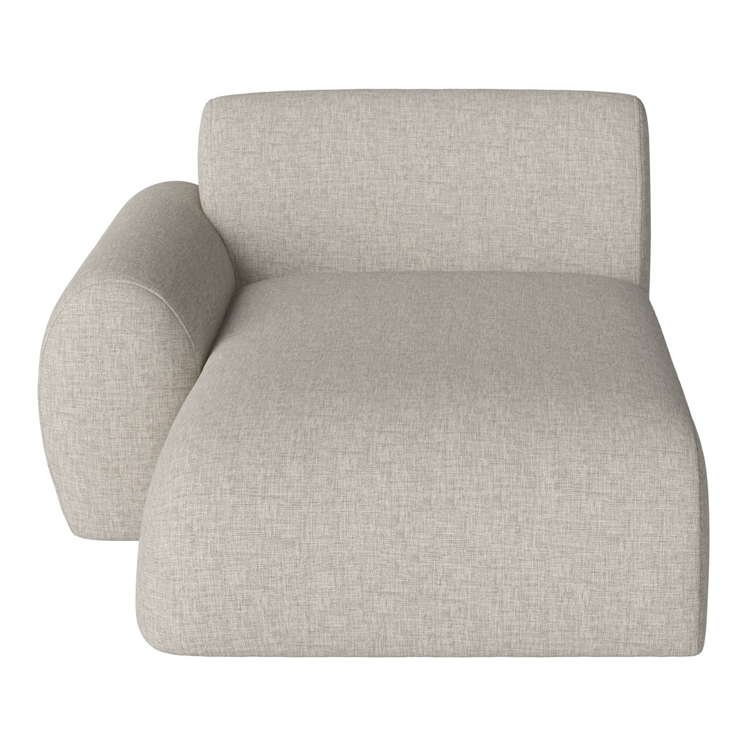 Light gray chaise lounge with a textured, woven pattern for modern decor. Perfect for minimalist interiors.
