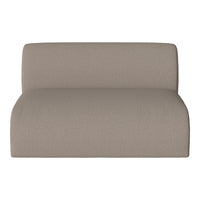 Beige upholstered loveseat with a subtle textured pattern, ideal for modern decor.