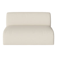 Cream-colored upholstered chair with a textured, soft fabric finish. Simple, modern design for versatile decor.