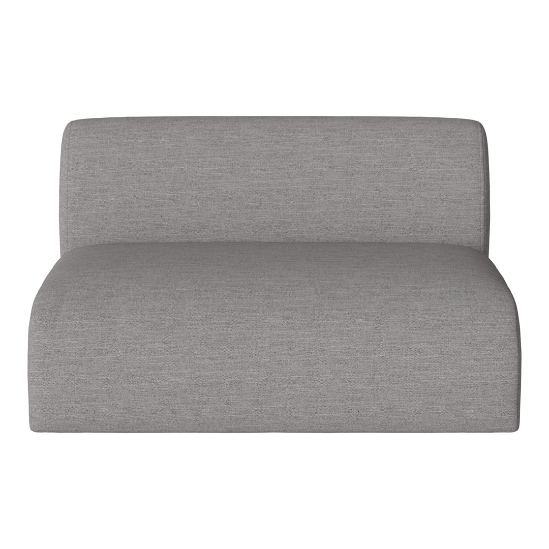 Minimalist gray fabric sofa with a textured finish, perfect for modern living spaces.