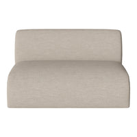 Light beige upholstered chaise with a smooth, textured pattern. Perfect for modern and minimalist decor.