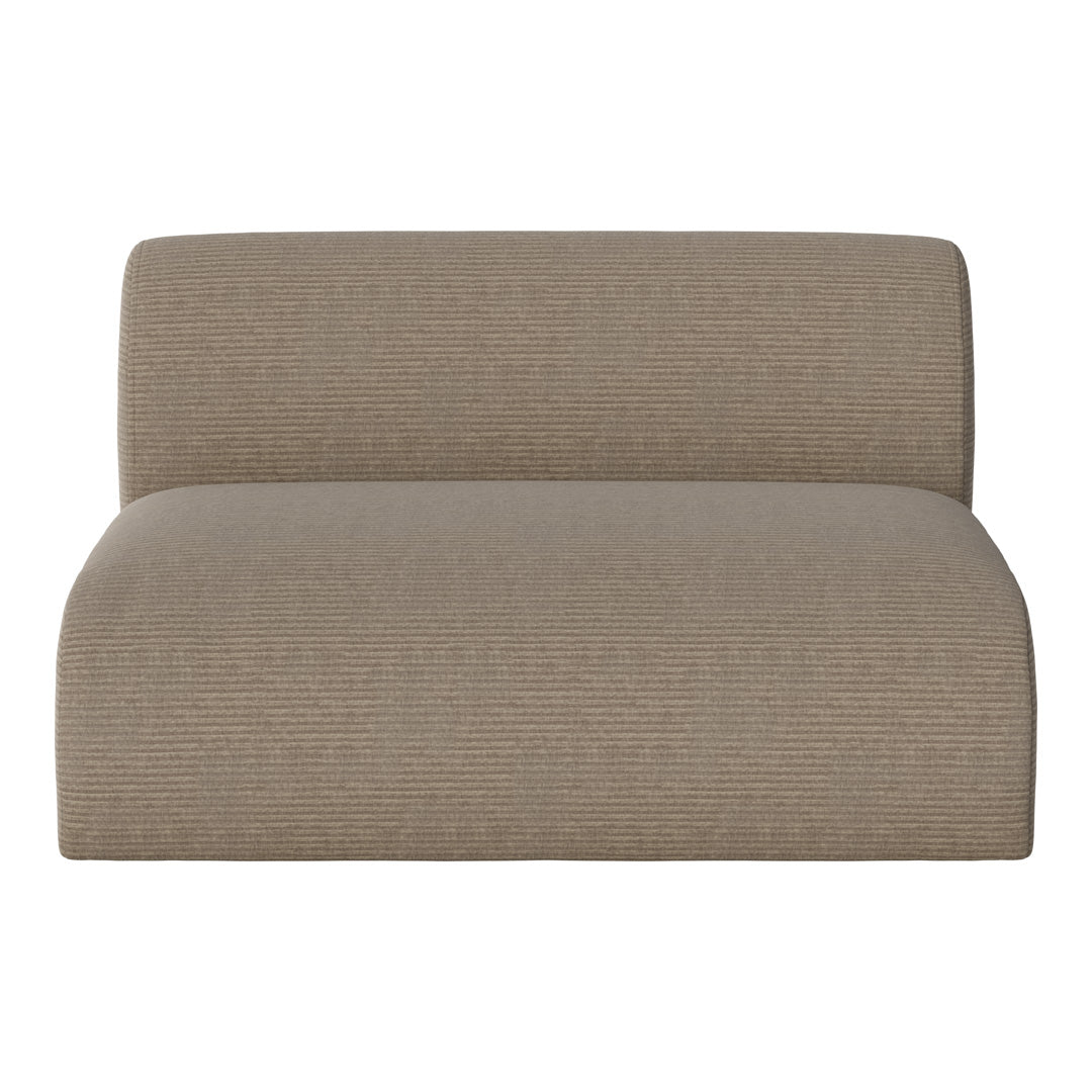 Beige striped upholstery on a modern, minimalist sofa chair, adding warmth to any interior space.