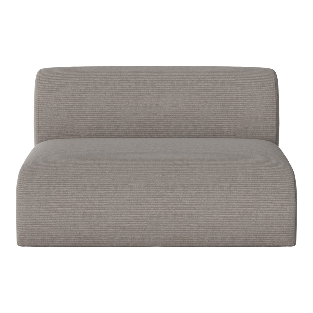 Gray striped fabric loveseat with a modern, minimalist design, perfect for contemporary living spaces.
