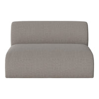 Gray striped fabric loveseat with a modern, minimalist design, perfect for contemporary living spaces.