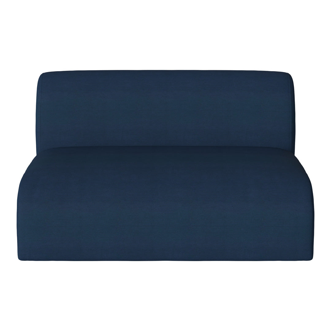Solid navy blue couch with a smooth texture and minimalist design, perfect for modern decor.