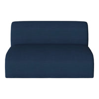 Solid navy blue couch with a smooth texture and minimalist design, perfect for modern decor.