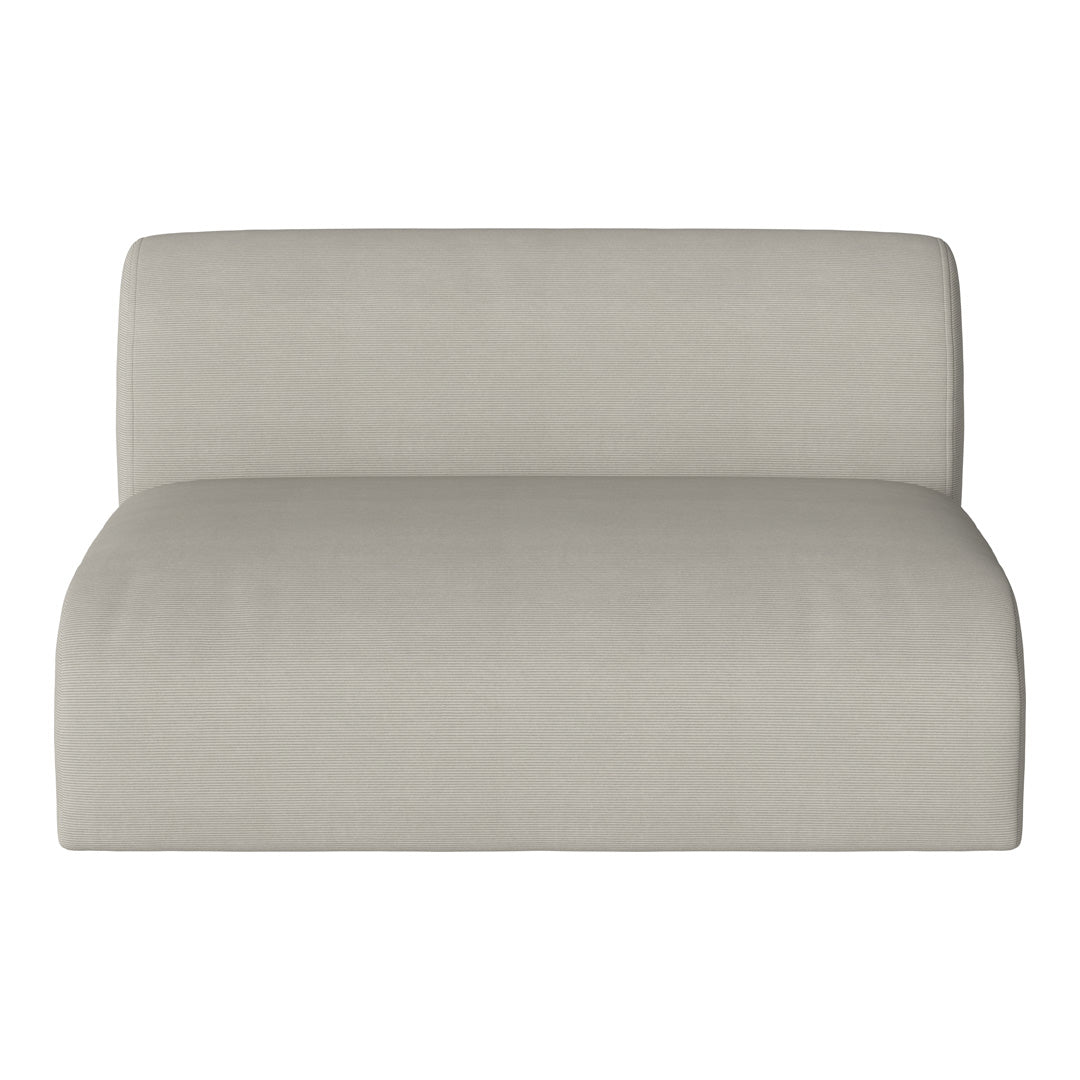 Light gray sofa with a smooth, textured finish, featuring a minimalist and contemporary design.