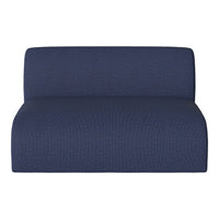 Navy blue upholstered sofa with a subtle textured pattern for modern interiors.